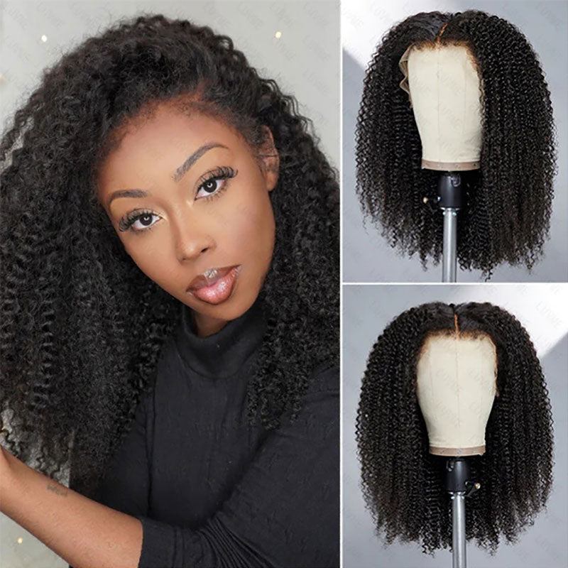Test of Klaiyi 4c Kinky Edge Kinky Curly Skin Melt 13x4 Lace Front Wig Virgin Human Hair Natural Hairline