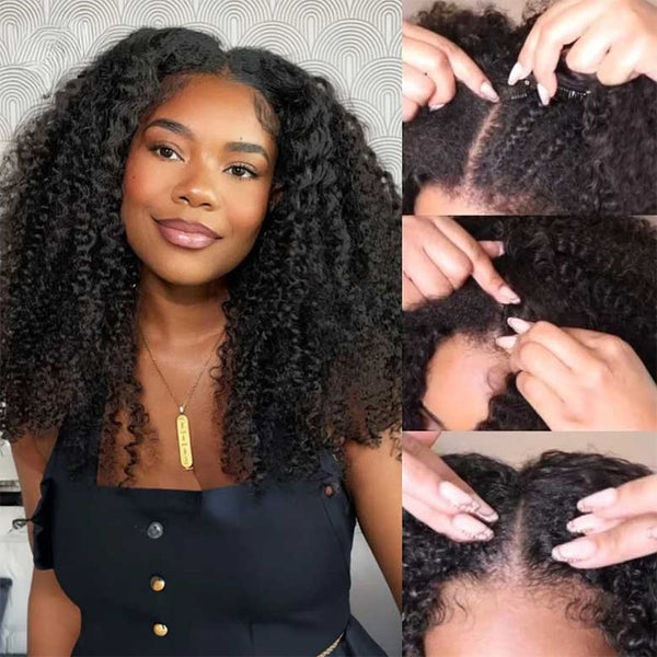 Klaiyi 4c Kinky Curly Vpart Wigs Meets Real Scalp No Leave Out Upgraded Upart Wigs