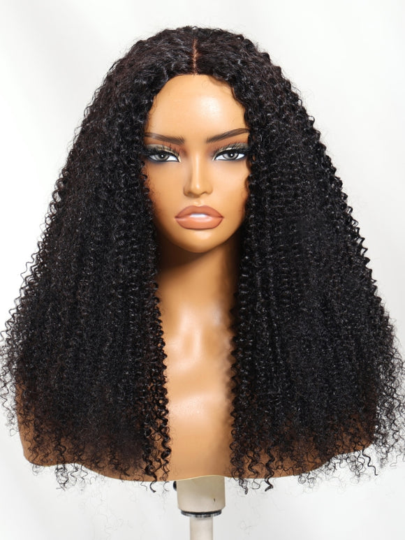 24"=$89 | Afro Curly Maxreal 2x4 Lace Part Half Wig Put On and Go Kinky Curly Human Hair Wigs with Invisi Drawstring VIP Member Wig
