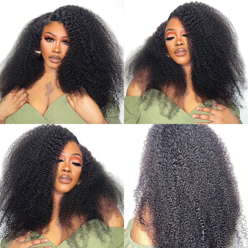 Klaiyi Pre-Cut Lace Wig Wear & Go Kinky Curly Lace Wig with Breathable Cap Easy to Install