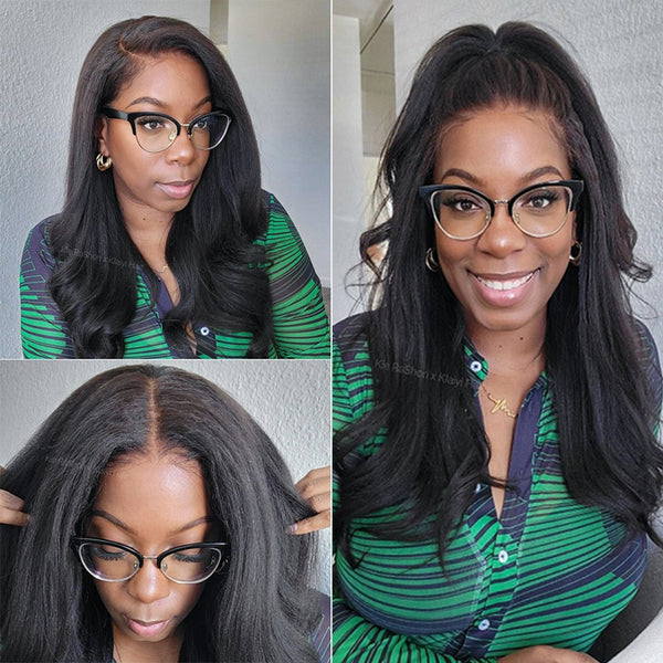 Klaiyi Yaki Straight Put On and Go Glueless Lace Wigs 7x5 Bye Bye Knots/5x5 HD Pre-cut Human Hair Lace Wig
