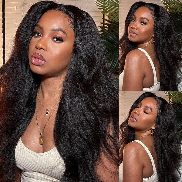 Extra 60% OFF |Kinky Straight Lace Front Wig with 4C Kinky Edge Wig