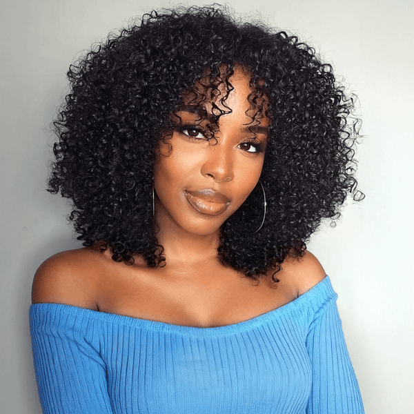 18" ONLY $59| Kinky Straight Natural Wigs 100% Human Hair Beginner V part Styles VIP Member Flash Sale