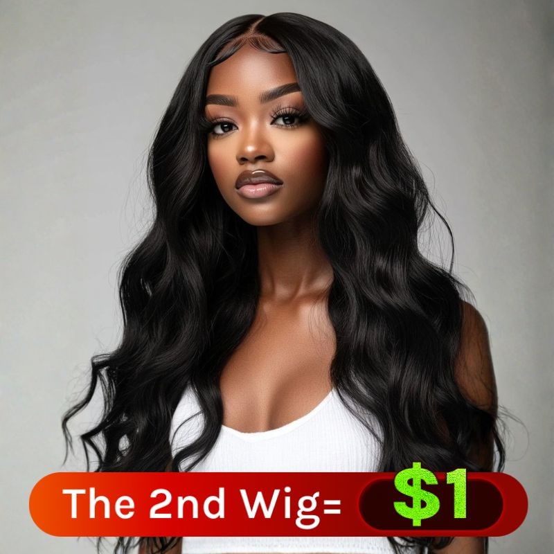 $1 Get Second Wig | Vip Member 20"-24" Body Wave Natural Glueless V Part Beginner Friendly Human Hair Flash Sale
