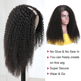 Klaiyi 180% Density Kinky Curly Human Hair Wigs Right Side U Part Wigs Flash Sale