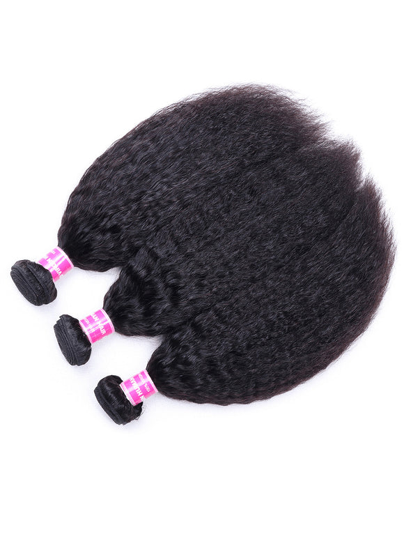 Klaiyi 3 Bundles Kinky Straight Human Hair Weft Deals on Sale 100% Human Bundles Flash Sale