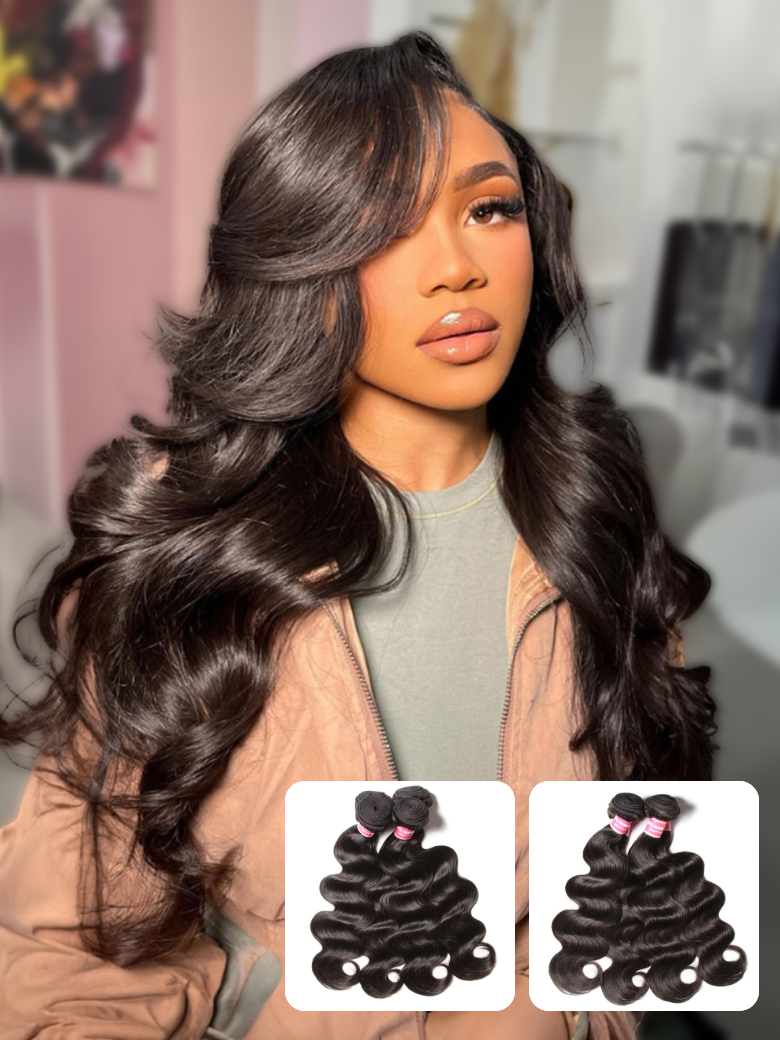 Klaiyi Brazilian Body Wave Human Virgin Hair Weft 3 or 4 Bundles/Pack ...