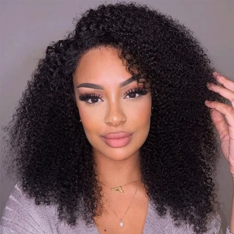 Klaiyi Afro Small Kinky Curly V Part Wig Human Hair 0 Skill Needed Beginner Friendly Natural Scalp