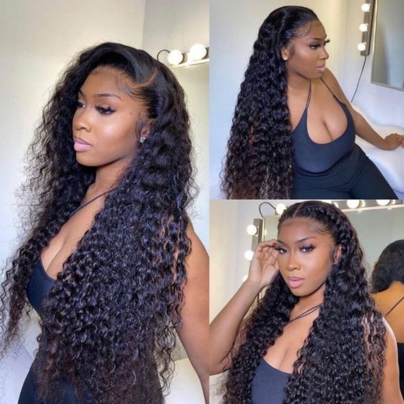 Klaiyi Best Hair Lace Front New Deep Wave Wig High Quality Human Hair Wig Pre Plucked With Baby Hair