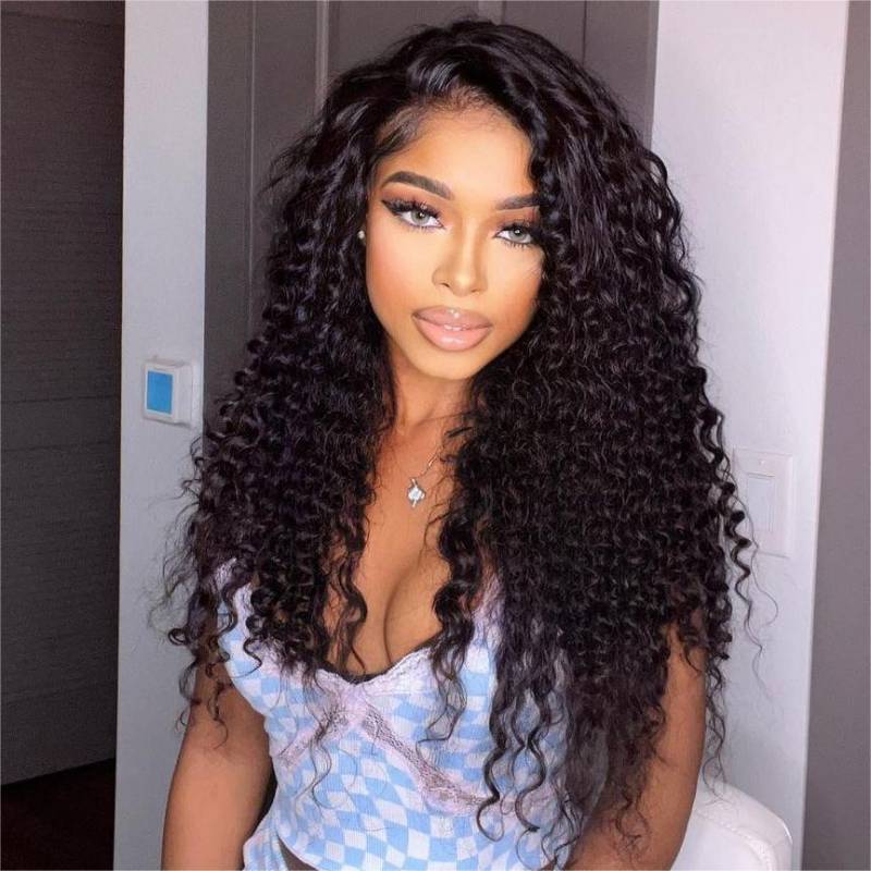 Buy 1 Get 1 Free,Code:BOGO |Klaiyi 180% Density 13x4 Lace Frontal Wig New Deep Wave Wig