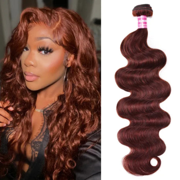 Klaiyi 28-30" Long Auburn Copper Brown Color Body Wave/Straight Quality Human Hair Bundles Deals Flash Sale