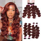 Klaiyi 28-30" Long Auburn Copper Brown Color Body Wave/Straight Quality Human Hair Bundles Deals Flash Sale