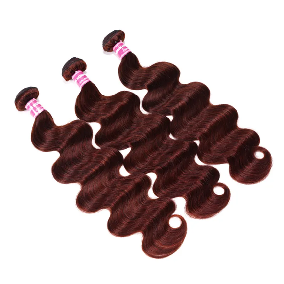 Klaiyi 28-30" Long Auburn Copper Brown Color Body Wave/Straight Quality Human Hair Bundles Deals Flash Sale