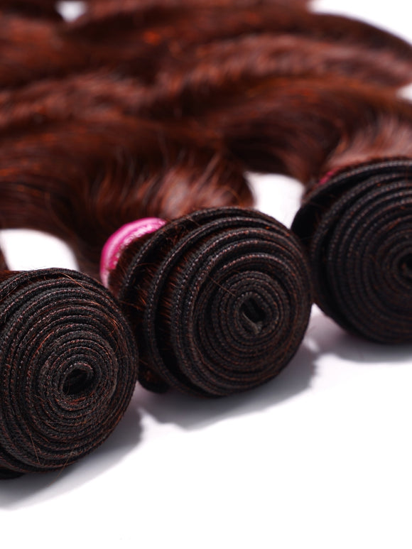 Klaiyi Body Wave Auburn Copper Brown Color Human Hair 3 or 4 Bundles Deals