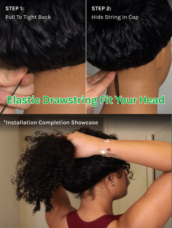 Klaiyi Body Wave Easicontour V Part Glueless Wig with invisi Drawstring Human Hair Meets Real Scalp Beginner Friendly