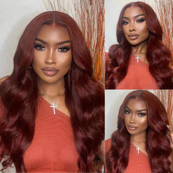 First Wig | Klaiyi Reddish Brown Hair Body Wave 7x5 Pre-everything  / 13x5 T Part Lace Wig Flash Sale