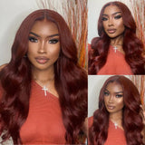 Klaiyi 7x5 Pre Everything Put On and Go Glueless Lace Wig Flash Sale Reddish Brown Hair Body Wave