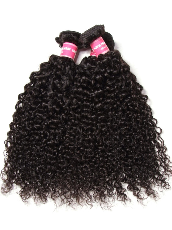 Klaiyi Hair Virgin Curly Hair 3 Bundles with 4*4 Lace Closure 100% Human Hair Weave