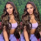 Low to $79 Deal |Klaiyi Dark Root Brown Balayage Highlight Body Wave/Jerry Curly Lace Front Wig Flash Sale