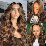 Extra 60% OFF | Klaiyi Highlight Balayage Lace Frontal Wig Body Wave Shadow Root Ombre Human Hair