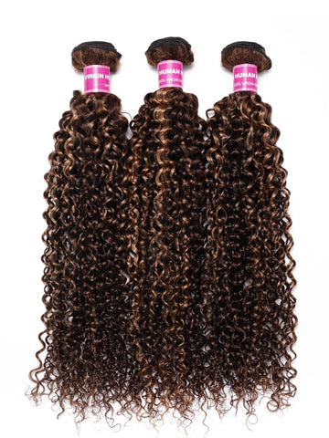 Klaiyi Highlight Hair Bundles Jerry Curly Ombre Honey Blonde Human Hair Weave