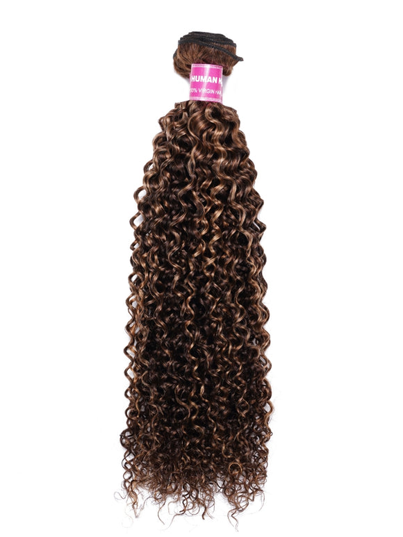Klaiyi Highlight Hair Bundles Jerry Curly Ombre Honey Blonde Human Hair Weave