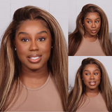 Clearance Sale|  Klaiyi 180% 13x4 Yaki Straight Honey Blonde Highlight Lace Frontal Wig Flash Sale