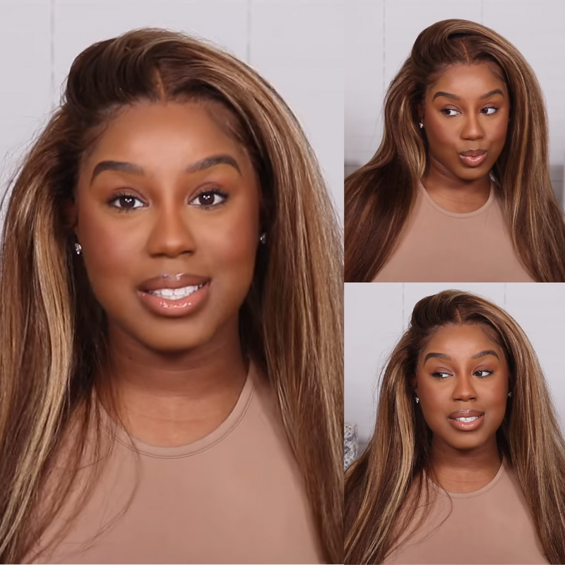 Clearance Sale|  Klaiyi 180% 13x4 Yaki Straight Honey Blonde Highlight Lace Frontal Wig Flash Sale
