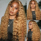 Extra 60% OFF | Klaiyi 180% Density Honey Blonde 13x4 Lace Front Water Wave Wig