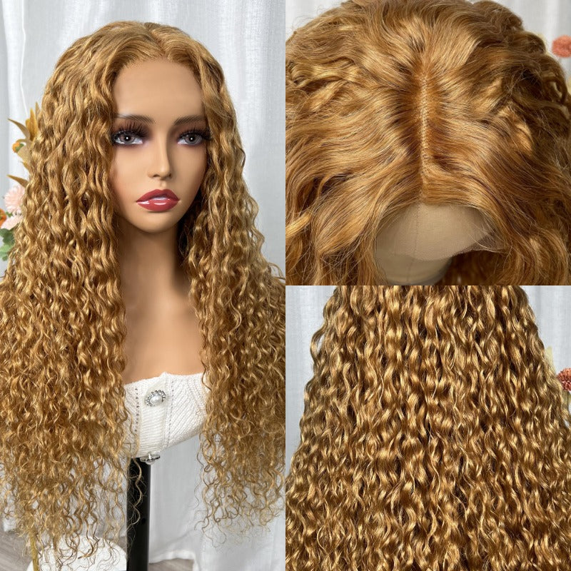 Buy 1 Get 1 Free,Code:BOGO | Klaiyi 180% Density Honey Blonde 13x4 Lace Front Water Wave Wig