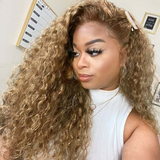 Extra 60% OFF | Klaiyi 180% Density Honey Blonde 13x4 Lace Front Water Wave Wig