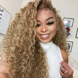 Extra 60% OFF | Klaiyi 180% Density Honey Blonde 13x4 Lace Front Water Wave Wig