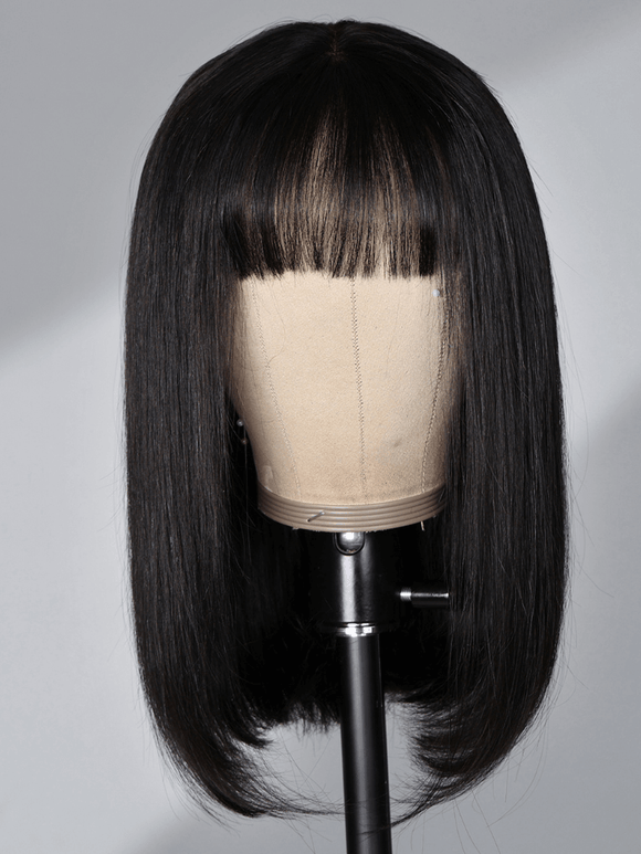 Down To $59 | Klaiyi Bob Wig With Bangs Wig Glueless Machine Made Beginner Friendly Human Hair Wig Flash Sale