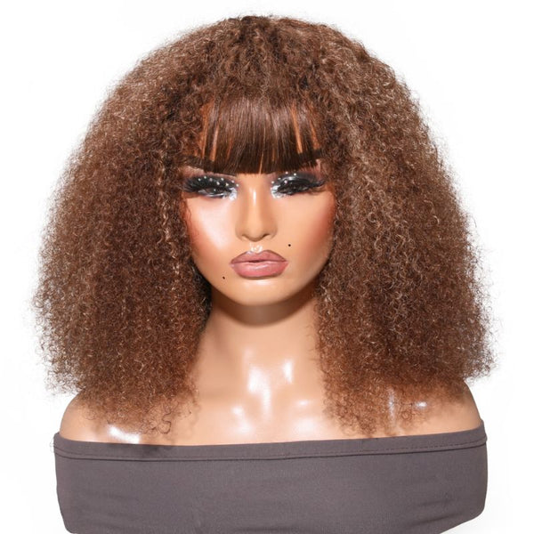 Klaiyi Piano Color Ready to wear Machine Made None Lace Pixie Cut Wig Machine Made Human Hair Flash Sale