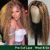 All Wigs Under $100 | Pre-Cut Glueless Honey Blonde Highlight Lace Wig Jerry Curl Flash Sale
