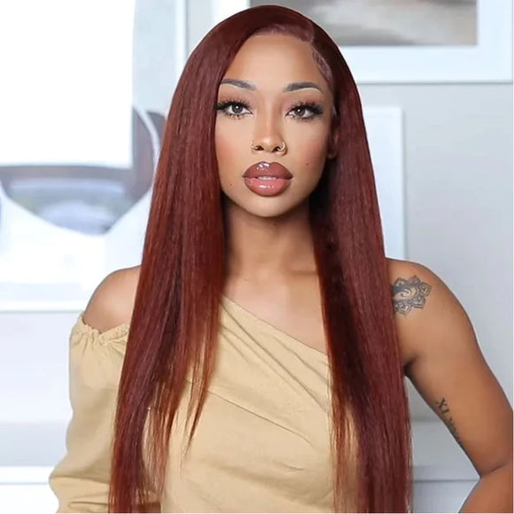 Klaiyi 28-30" Long Auburn Copper Brown Color Body Wave/Straight Quality Human Hair Bundles Deals Flash Sale
