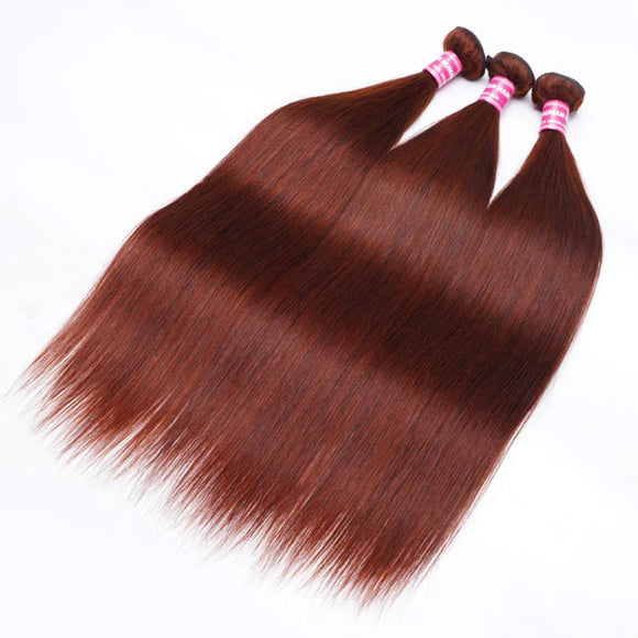 Klaiyi 28-30" Long Auburn Copper Brown Color Body Wave/Straight Quality Human Hair Bundles Deals Flash Sale