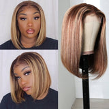 Klaiyi Bob 6x4.75 Glueless Lace Wig Wear Go Wig  Honey Blonde Highlight Color Flash Sale