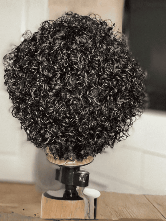 Klaiyi Short Pixie Cut Lace Front Bob Wigs Virgin Human Hair Water Curly Hair Wigs