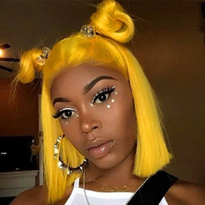 Klaiyi 70% Off Super Flash Sale Short Pink 180% Density 13x4 Lace Front Bob Wig
