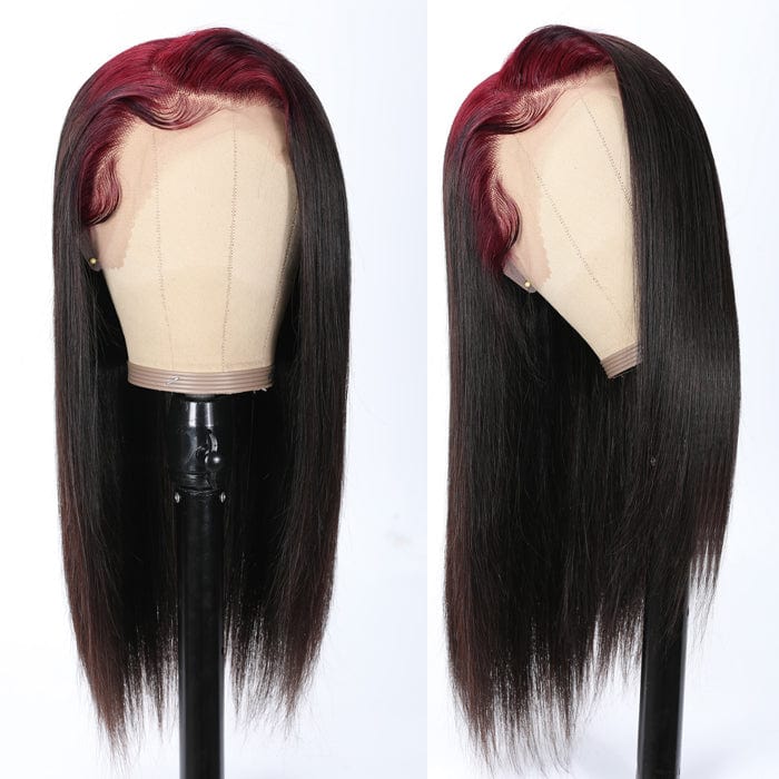 Klaiyi 180% Lace Front Wigs Arrogant Tae Inspired Red Roots Straight Hair Colored Roots Trend Flash Sale