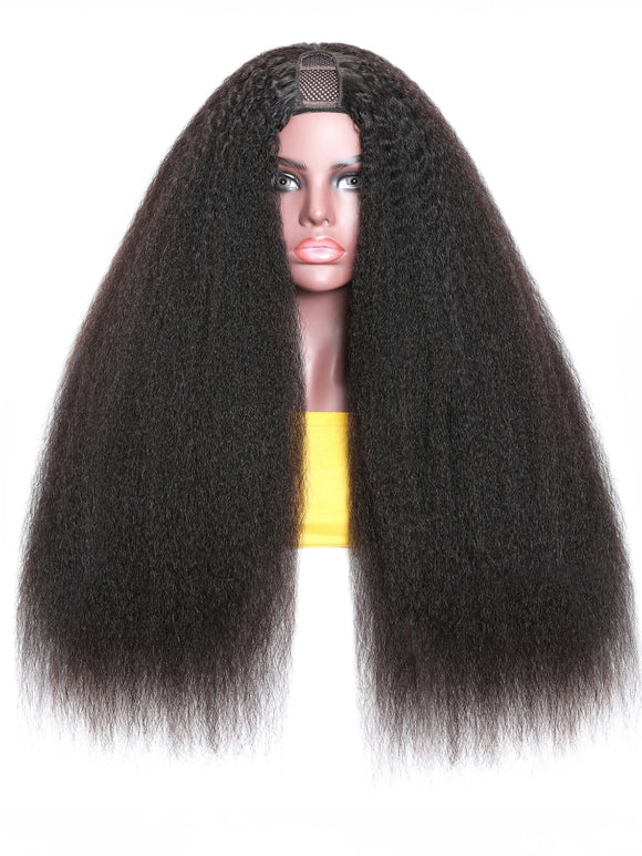 Klaiyi U Part Wig Natural Kinky Straight Glueless Wigs 100% Human Hair Meets Real Scalp Flash Sale
