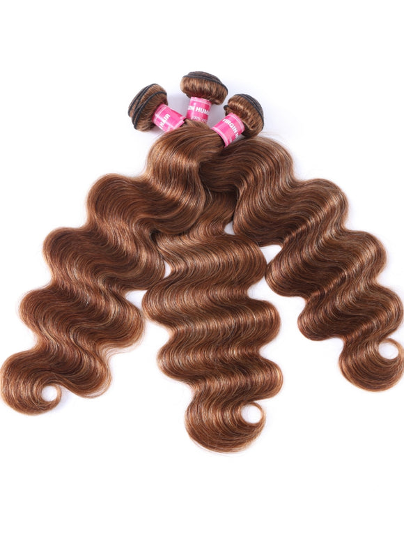 Klaiyi Virgin Human Hair 3 Bundles with Lace Closure Ombre Honey Blonde Highlight Color