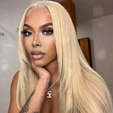 Klaiyi #613 Blonde Bone Straight Lace Front Wigs with Layer Inner Buckle Virgin Human Hair Wigs For Women