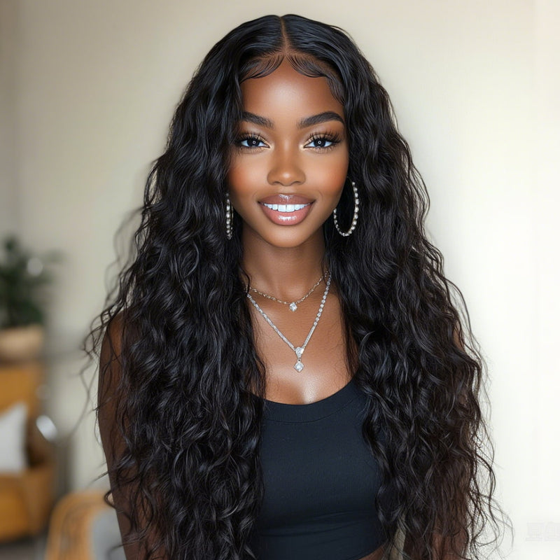 $100 OFF| Code: SAVE100 Klaiyi 7x5 Bye Bye Knots Water Wave Put On and Go Glueless Lace Wig Human Hair