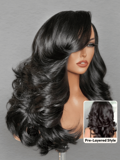 Klaiyi 13x4 Pre Everything Loose Body Wave Glueless Frontal Wig With Elastic Drawstring Human Hair Wig Flash Sale