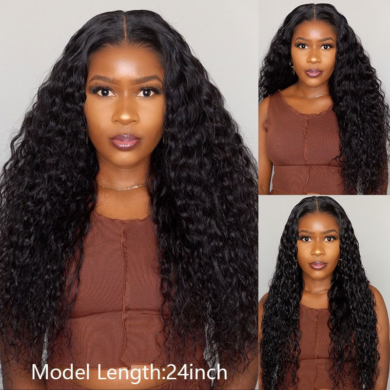 Buy 1 Get 1 Free,Code:BOGO | Klaiyi Water Wave 7x5 Bye Bye Knots Pre-Cut Lace Wig Put On and Go Human Hair