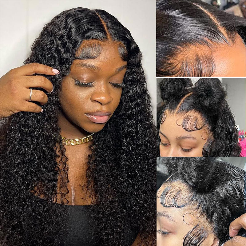 Buy 1 Get 1 Free,Code:BOGO | Klaiyi Water Wave 7x5 Bye Bye Knots Pre-Cut Lace Wig Put On and Go Human Hair