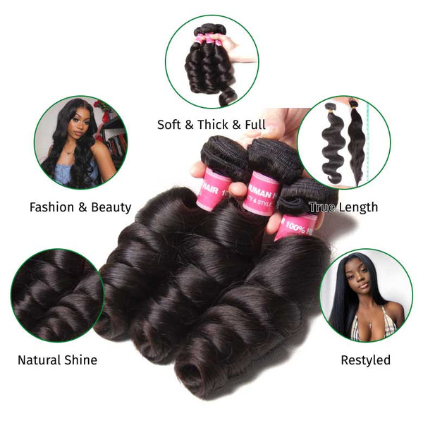 Klaiyi 8A Loose Wave Virgin Hair Weave Bundles 1Piece/pack Unprocessed Human Hair Extension
