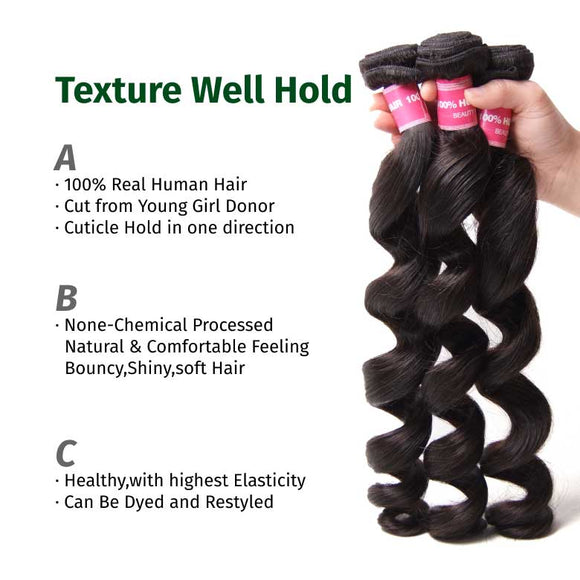Extensions de cheveux vierges ondulés Klaiyi 8A (1 pièce/paquet) 